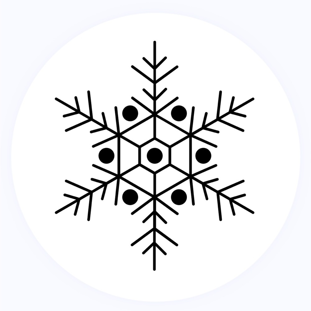 30 STICKERS - 2” ROUND - SNOWFLAKE